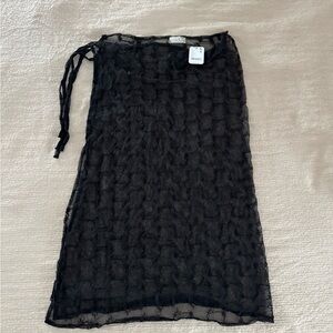 Elegant Black Sheer Skirt Swim Cover Up